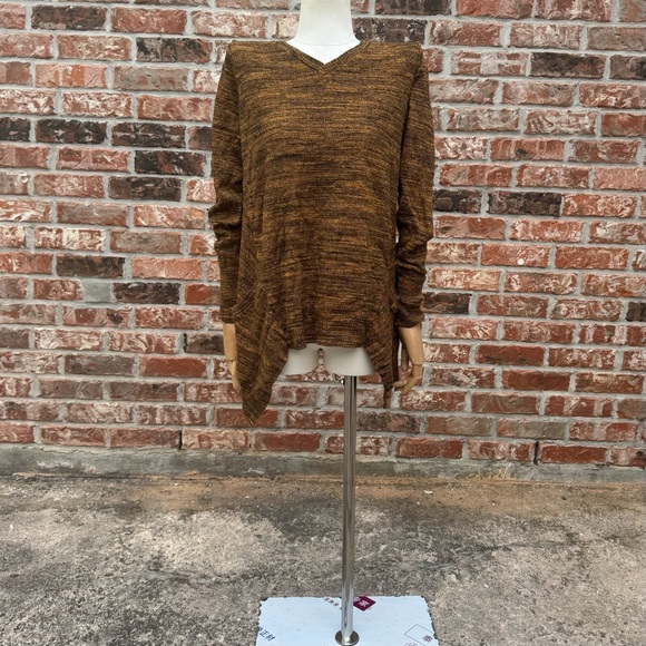 LOGO by Lori Goldstein golden brown cotton/cashmere blend sweater / S / EUC - Picture 6 of 11